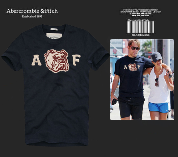 Abercrombie Fitch Hombres De Cuello Redondo Con Gente Fotos Corto Remera AF5721